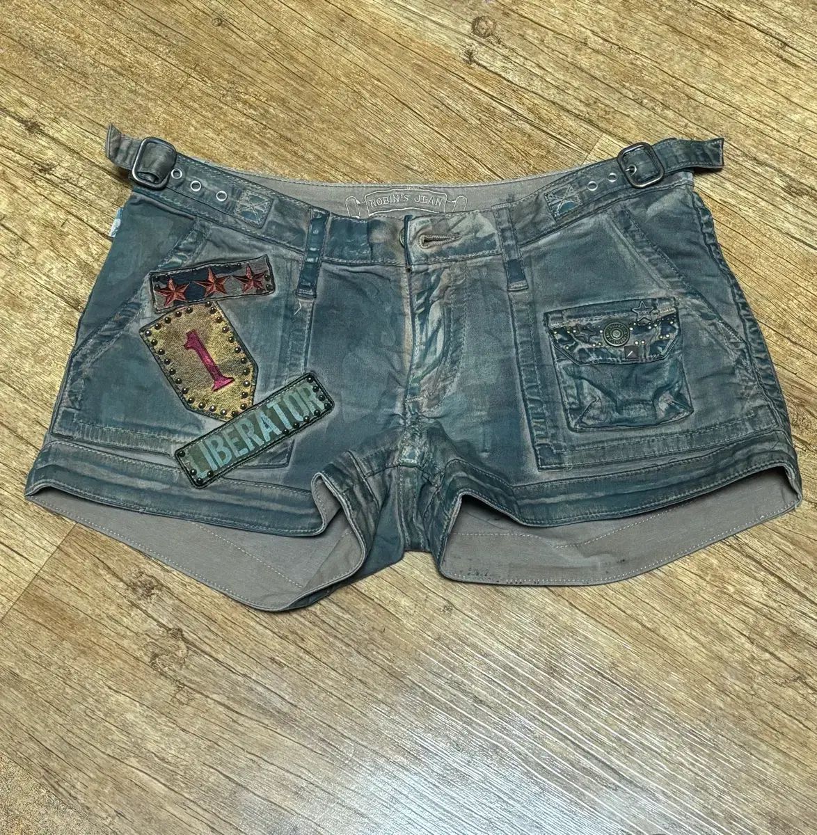 ロビンズジーン ヴィンテージ パッチ ウォッシュ ショートパンツ ショートパンツ ハーフパンツ レディース ズボン 4455 サイズ