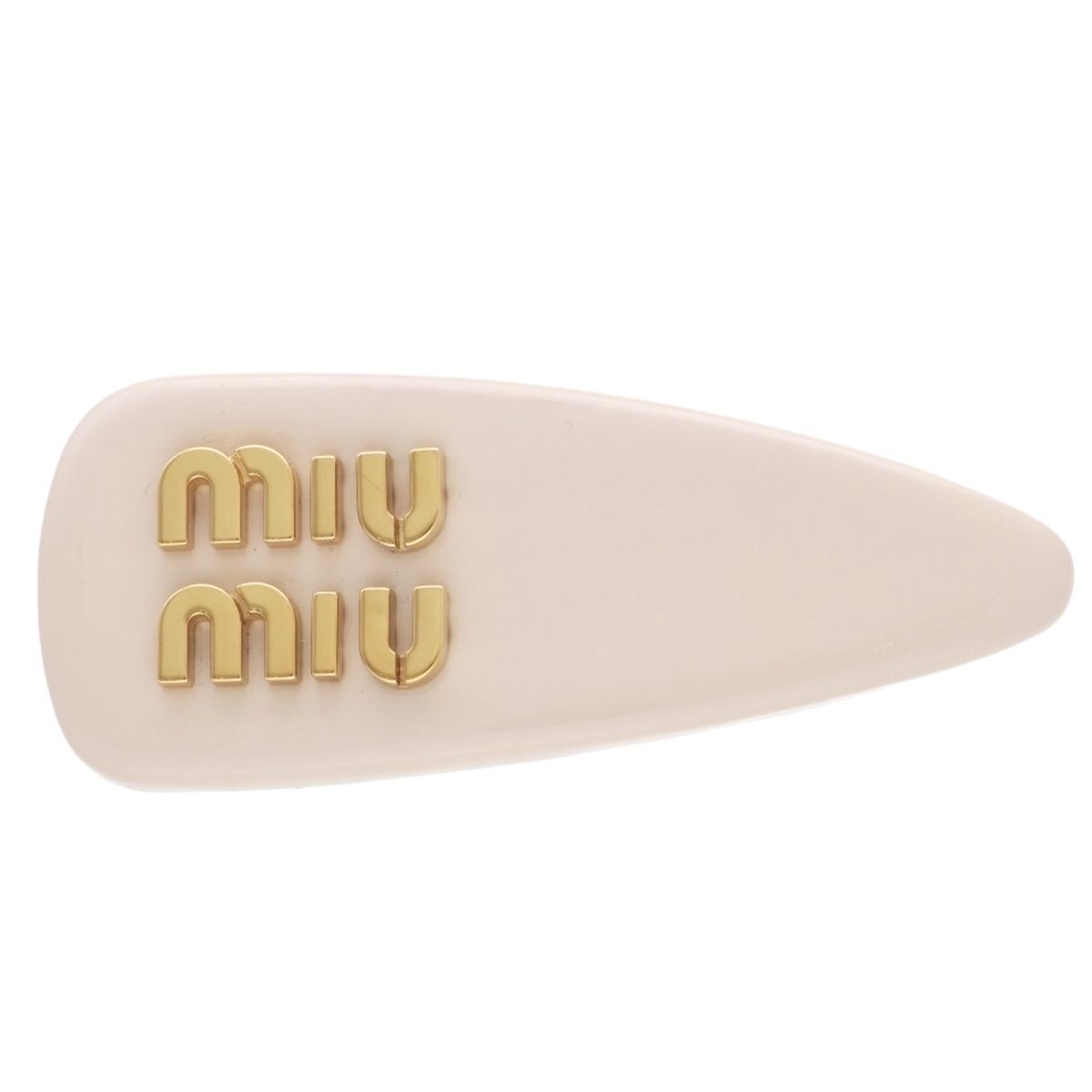 【中古】 MIU MIU ミュウミュウ パテントレザー ロゴヘアクリップ 5IF092 アイボリー ライトベージュ ゴールド 左側 ヘアアクセ レディース 26013092 MK