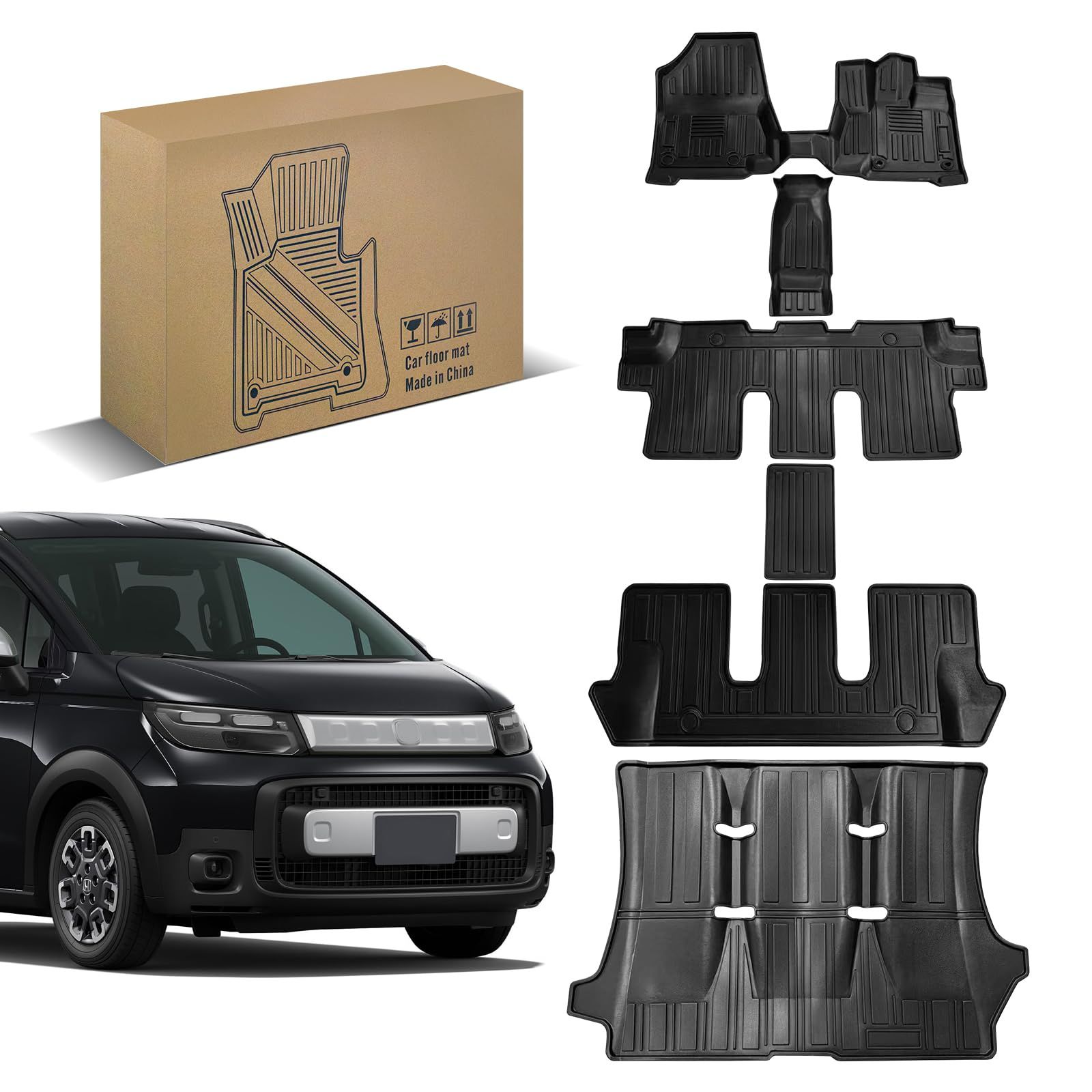 Shvgen|適合ホンダ 新型 フリード GT系 フロアマット1-3列目＋ラゲッジマット ハイブリッド車6人乗り防水専用設計R6.6-現行3D立体構造(FREED gt系 GT5 GT6 GT7 GT8) FREED アクセサリー 縁高 TPE材質 耐摩擦 0