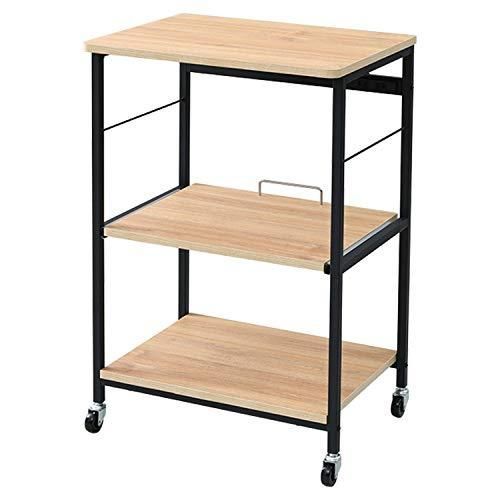 [山善] レンジラック 【全体耐荷重40kg】 幅57×奥行45.5×高さ91cm 2口コンセント スライド棚(スムーズレール) キャスター付き