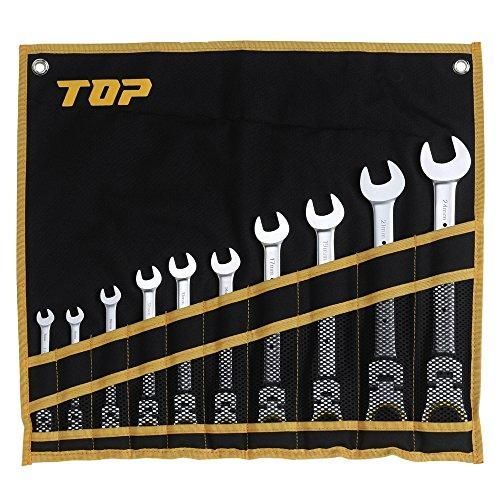 トップ工業 (TOP) 首振りラチェットコンビセット 10丁組 ホルダー付き 首振り180度 本締め可 ギアレンチ FRC-10000S