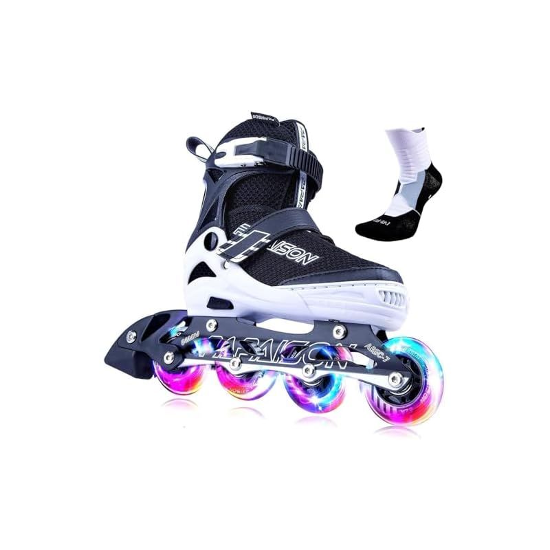 PAPAISON インラインスケート ローラースケート サイズ調整可能 発光 子供用 大人 Inline skate 女の子 男の子 初心者向 男女共用 1