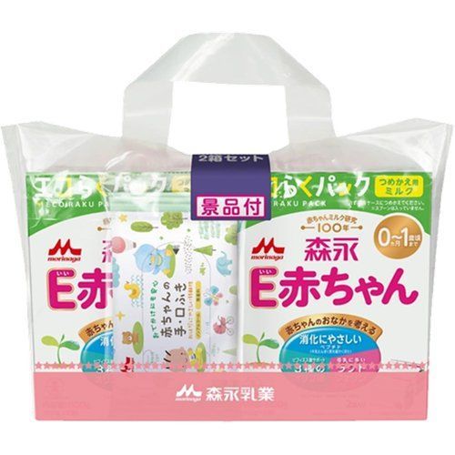 森永 E赤ちゃん エコらくパック つめかえ用 1600g 400g×2袋×2箱 景品付き 入れかえタイプの粉ミルク 新生児 赤ちゃん 0ヶ月~1歳頃