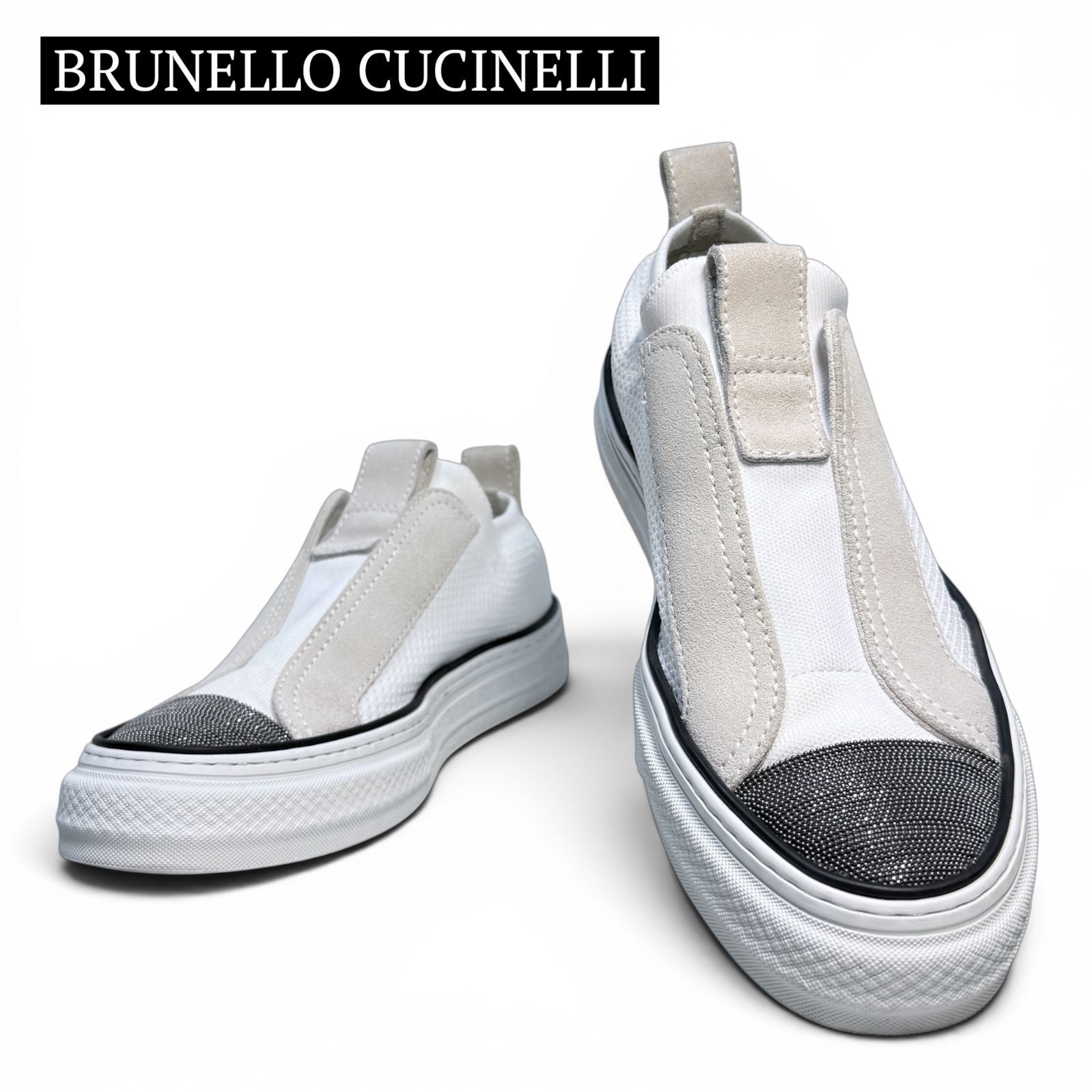 新品未使用☆ブルネロクチネリ BRUNELLO CUCINELLI モニーレ装飾 極美品/伊製】ブルネロクチネリ モニーレ装飾 ニットスリッポン