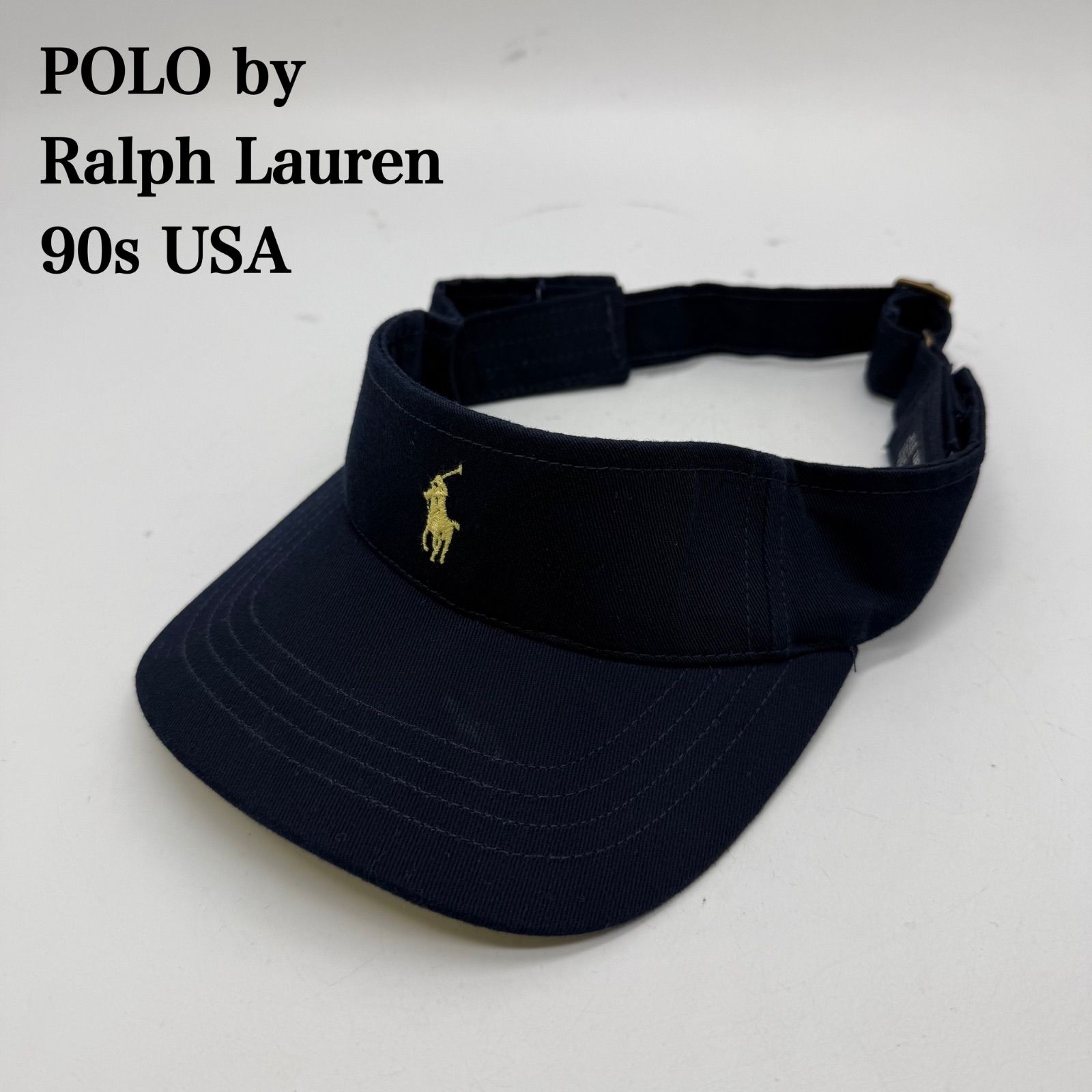 POLO by Ralph Lauren 90s USA sun visor cap NAVY ポロバイ ラルフ 
