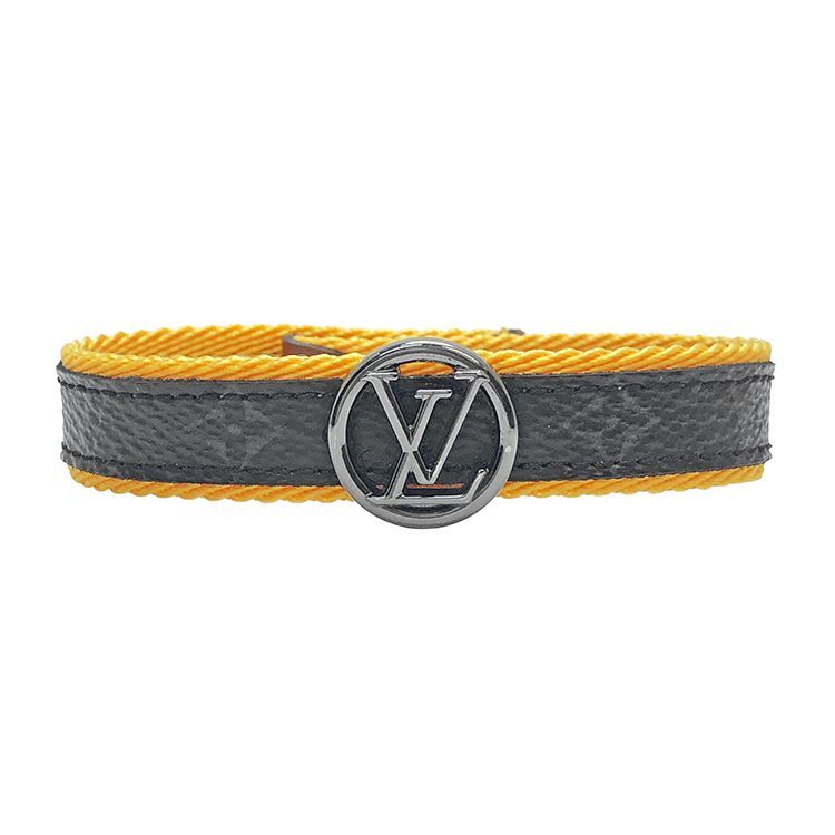 LOUIS VUITTON ルイヴィトン ブラスレ LV サークル M6580 ブレスレット ガストンラベル size=22 ブラック メンズ