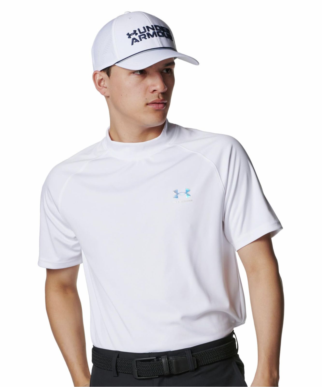 新品 [アンダーアーマー] UA ArmourDry SS Mock White Metallic Silver 2XL