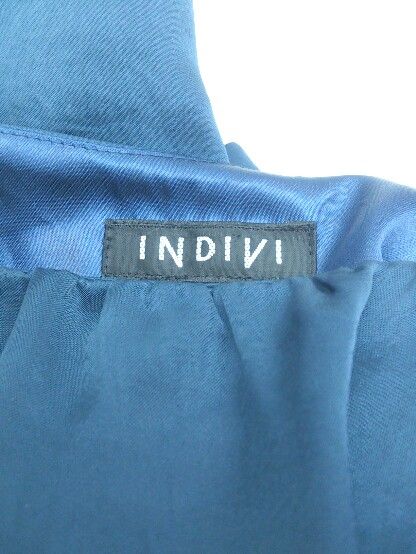 ◇ INDIVI インディヴィ 裾フリル ノースリーブ ロング ワンピース 38 ネイビー * 【1002796634246】