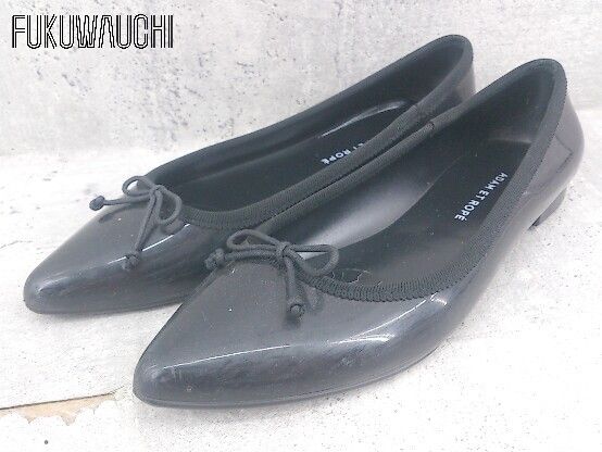 ◇ ADAM ET ROPE アダムエロペ フラット パンプス シューズ 23㎝相当 ブラック レディース 【中古】 【1002798730250】