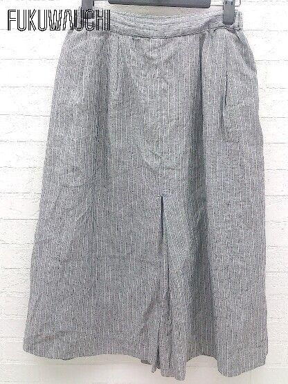◇ nano universe ナノユニバース ストライプ柄 ガウチョパンツ サイズ36 グレー レディース 【中古】 【1002798755031】