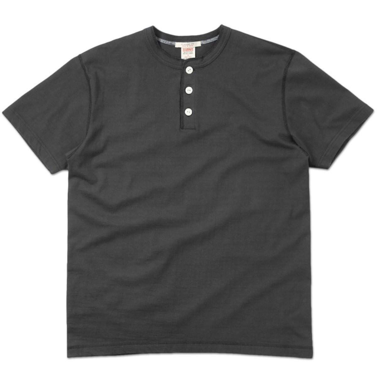 新品 [バーンズ] アウトフィッターズ OUTFITTERS 丸胴 ヴィンテージ ヘンリー ネック 半袖 Tシャツ VINTAGE HENLY NECK T M BLACK