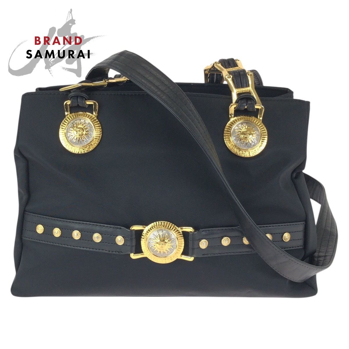 美品 VERSACE ヴェルサーチ ヴィンテージ サンバースト ブラック 黒 