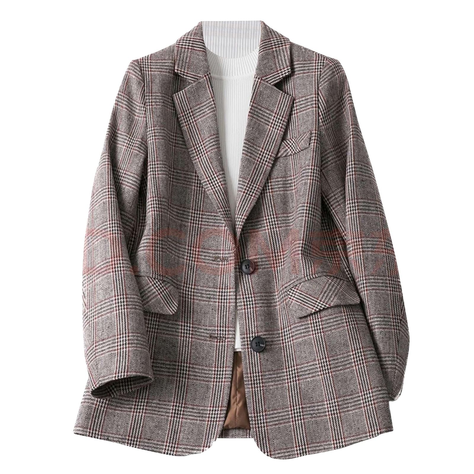 新品 [JINLUN] テーラードジャケット レディース ジャケット チェック柄 グレンチェック アウター 春 秋 秋冬 シンプル 可愛い おしゃれ (チェック柄3 L)