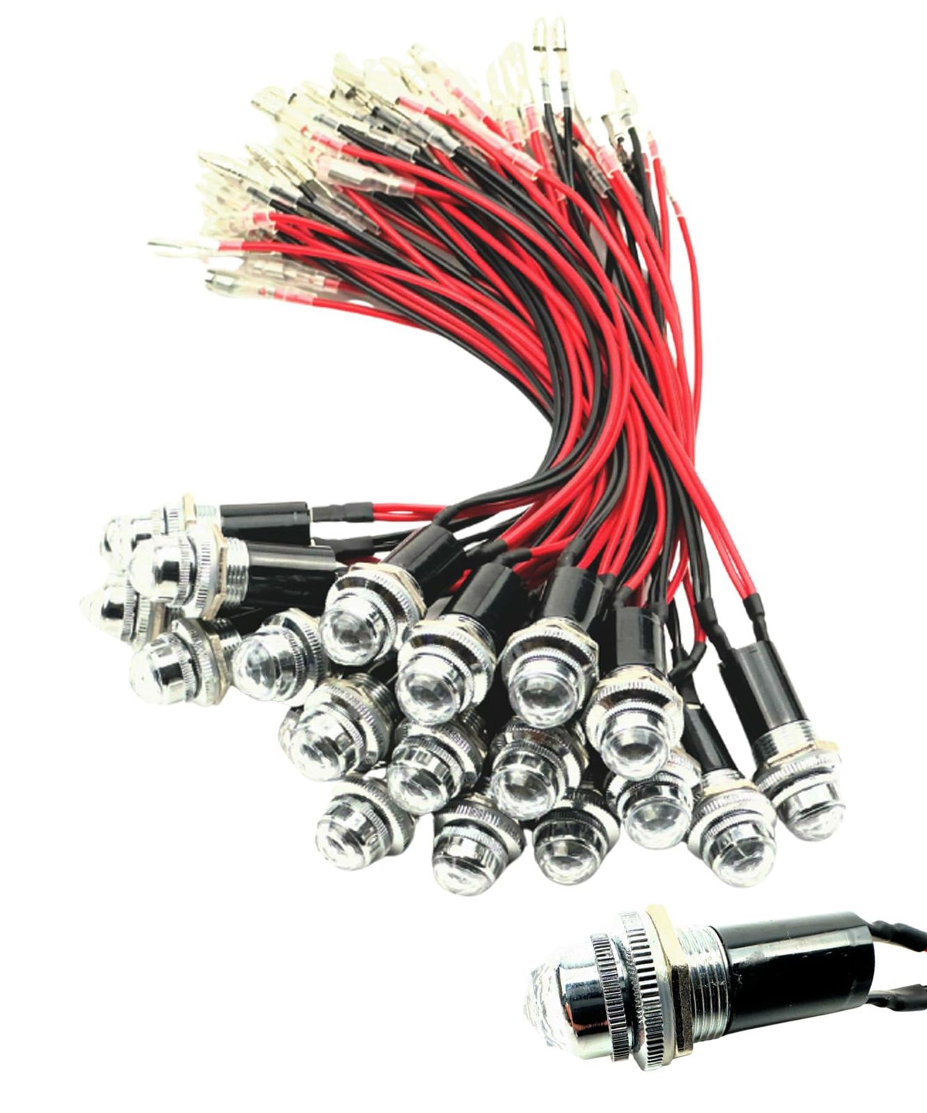 HTharros LEDパイロットランプ ダイヤカット LED埋め込み式 24V 16mm 16φ 白色 20個セット ホワイト 20個 [ホワイト] [20個]