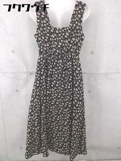 ◇ w closet ダブルクローゼット 花柄 フラワー ノースリーブ ロング ワンピース サイズF ブラック ベージュ レディース 【中古】 【1104020002002】