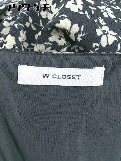 ◇ w closet ダブルクローゼット 花柄 フラワー ノースリーブ ロング ワンピース サイズF ブラック ベージュ レディース 【中古】 【1104020002002】