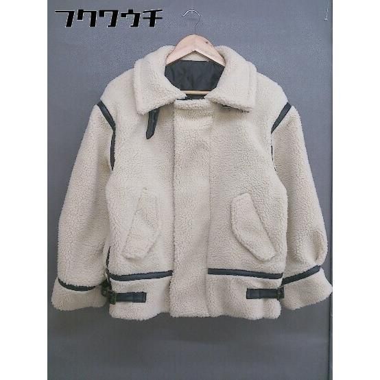 ■ continuer de NICE CLAUP 中綿 パイピング 長袖 ボア ジャケット サイズ M ベージュ ブラック レディース 【中古】 【1201140005613】