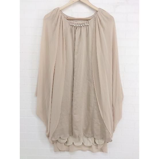 ◇ WILLSELECTION 装飾 スカラップヘム ノースリーブ ミニ ワンピース サイズ1 ベージュ系 レディース P 【中古】 【1208220009981】