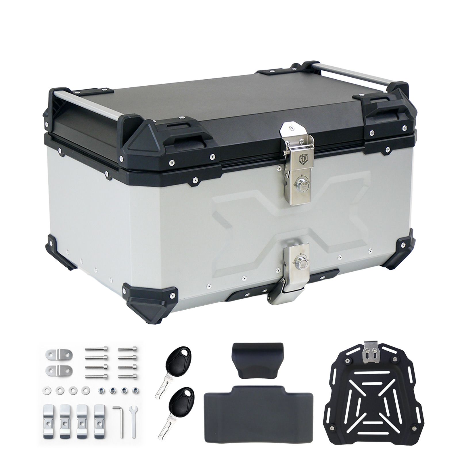 【新品・未使用】 リアボックスシルバー65L ONE STEP リアボックス バイク 65l バイクリアボックス65l バイクリアボックス大型 トップケース バイク 65l アルミ