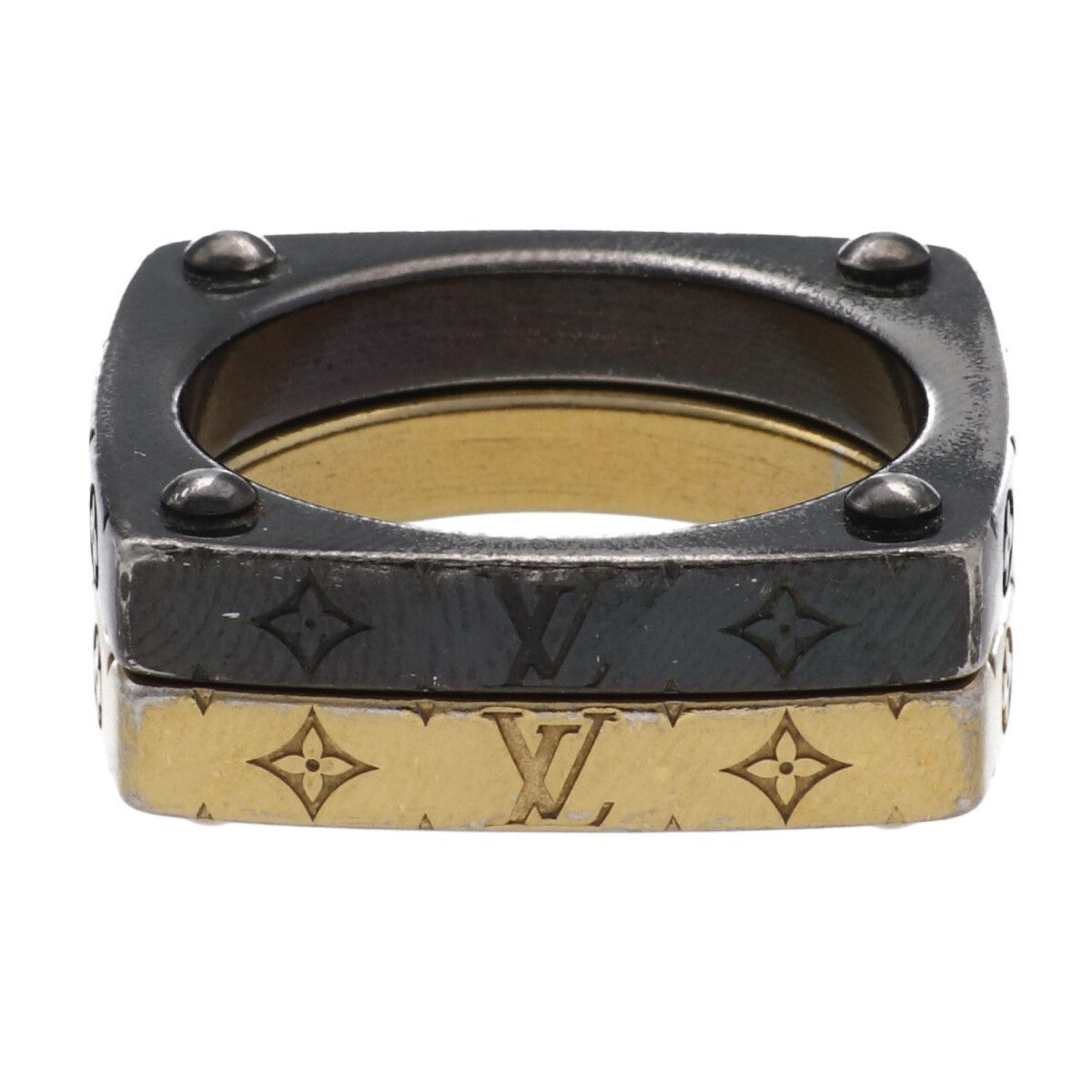 【中古】 LOUIS VUITTON ルイヴィトン バーグ モノグラムボールドセットM00690 ゴールド ブラック 約19号 指輪 25008899DS