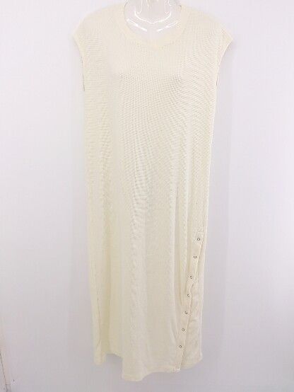 ◇ natural couture バックねじり スナップ ワッフル ノースリーブ ロング ワンピース アイボリー レディース P 【中古】 【1208290000338】