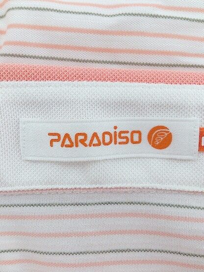 ◇ PARADISO パラディーゾ ボーダー 半袖 ポロシャツ サイズM ホワイト ピンク メンズ P 【中古】 【1209050001206】