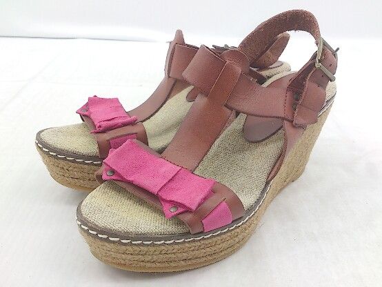◇ ANNA SUI アナスイ サンダル シューズ サイズ22cm相当 ブラウン系 ピンク系 レディース P 【1209070004171】