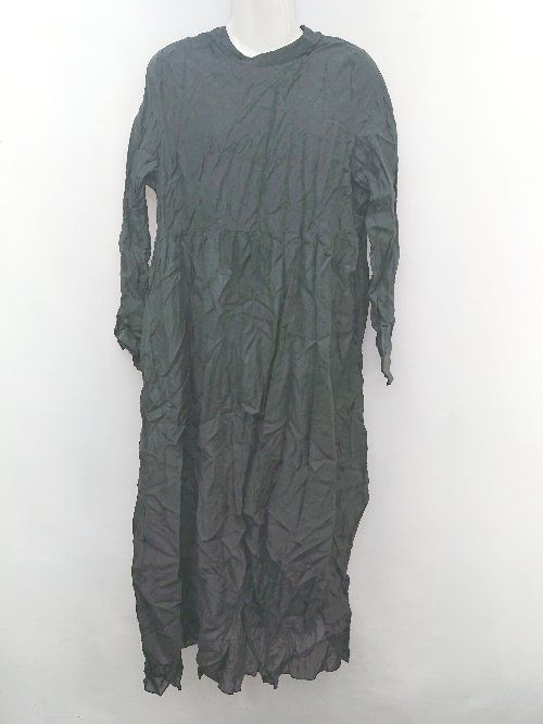 ◇ ◎ ●未使用● Aunt Marie's タグ付き バンドカラー 無地 長袖 ロング ワンピース サイズF ブラック レディース P 【1308240011718】
