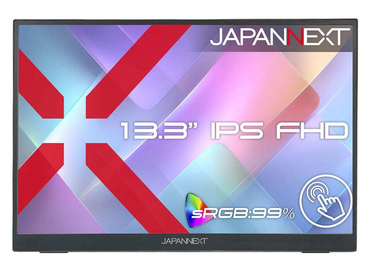 【新品・3営業日で発送】JAPANNEXT タッチパネル液晶ディスプレイ 13.3型／1920×1080／miniHDMI×1、USB-C×2／ブラック／スピーカー有／2年保証