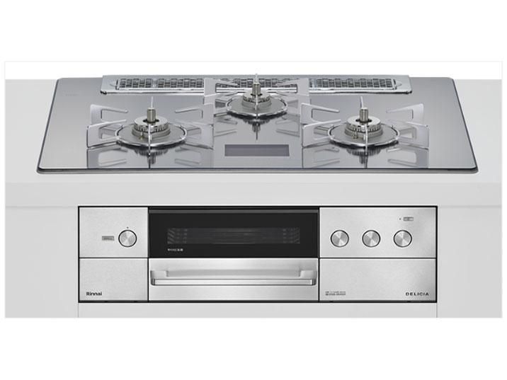 【新品・3営業日で発送】RINNAI リンナイ RHS71W38M13VNSTW-LP プラチナミラーD DELICIA ビルトインガスコンロ(プロパンガス用・両側強火タイプ・3口・75cm)