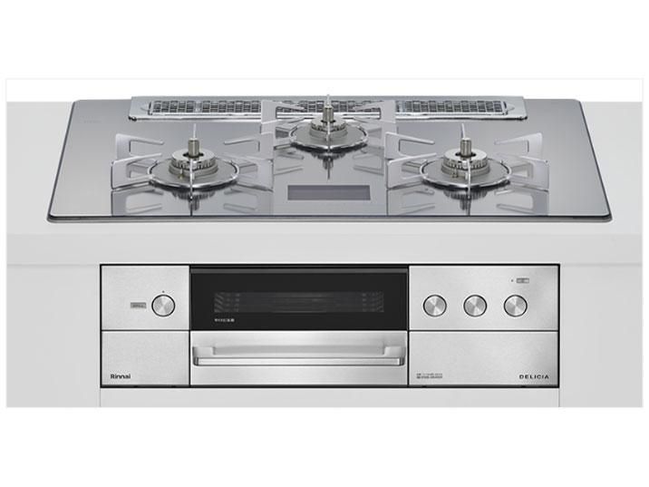 【新品・3営業日で発送】RINNAI リンナイ ビルトインガスコンロ 都市ガス用 両側強火タイプ 3口 75cm RHS71W38M13VCSTW-13A プラチナミラーD DELICIA