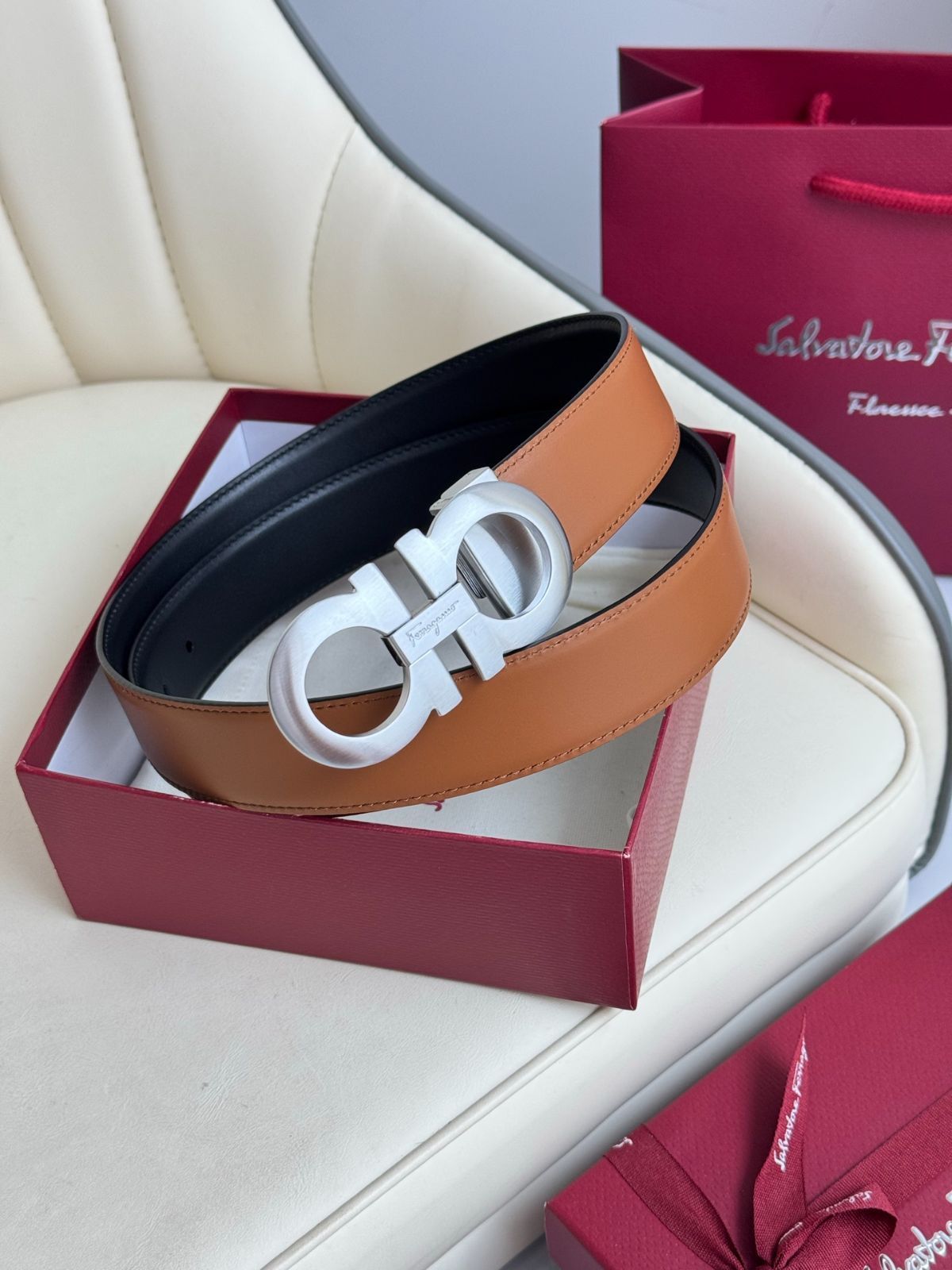 【今日特価】Ferragamo ダブル面使用 本革ベルト-3