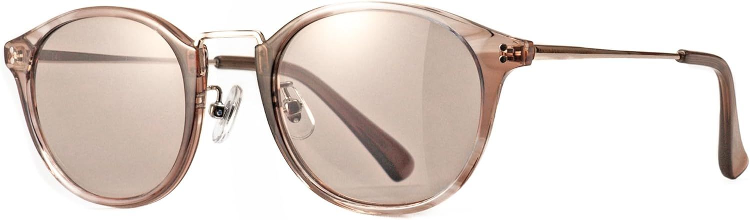 メラニンサングラス レディース UV400【薄い色レンズ/目と肌のケア】特許取得メラニンレンズ/肌に優しいアセテート製/UVカット ブルーライトカット/運転 ドライブ対応 EY-S609