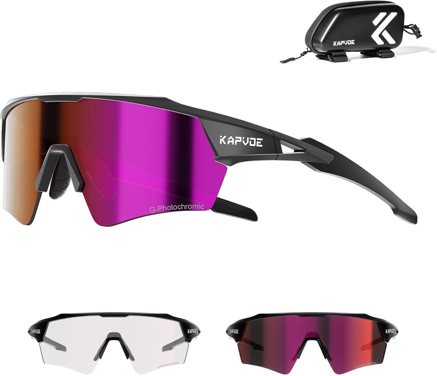 KAPVOE スポーツサングラス 調光レンズ ゴーストフリー 軽量TR90フレーム ランニング マラソン 登山 自転車 バイク テニス 野球 夜間対応 メンズ レディース 8,455円