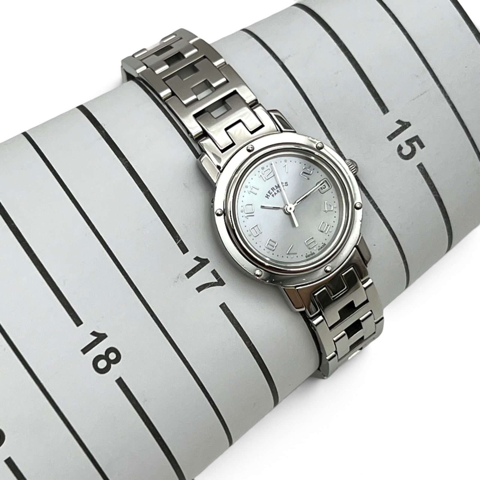 HERMES エルメス クリッパー デイト CL4.210 ピンクシェル 