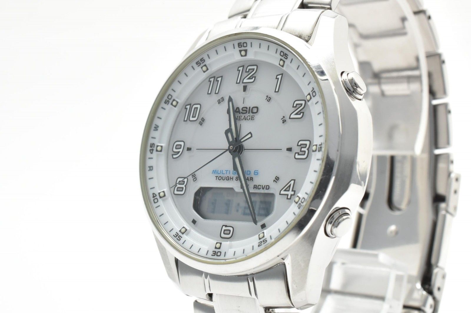 カシオ CASIO Lineage LCW-M100 電波ソーラー メンズ腕時計 アナデジ グレー文字盤 ステンレス