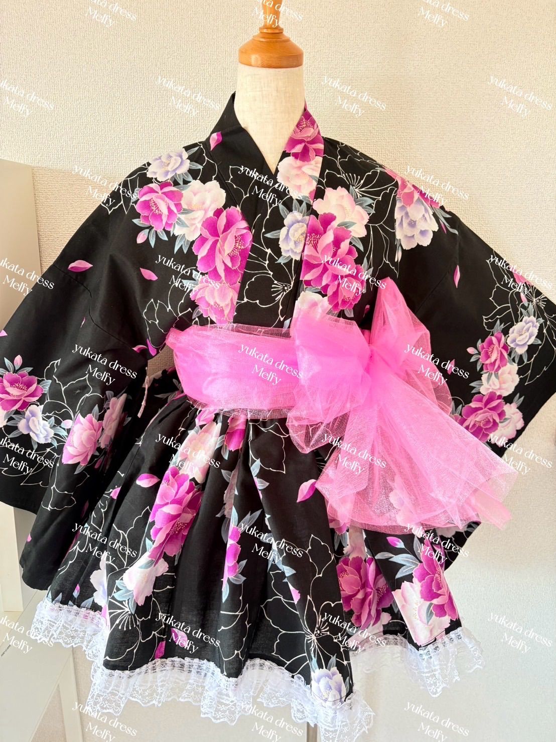 【帯SET】浴衣ドレス　ギャル　黒×?　?ギャル