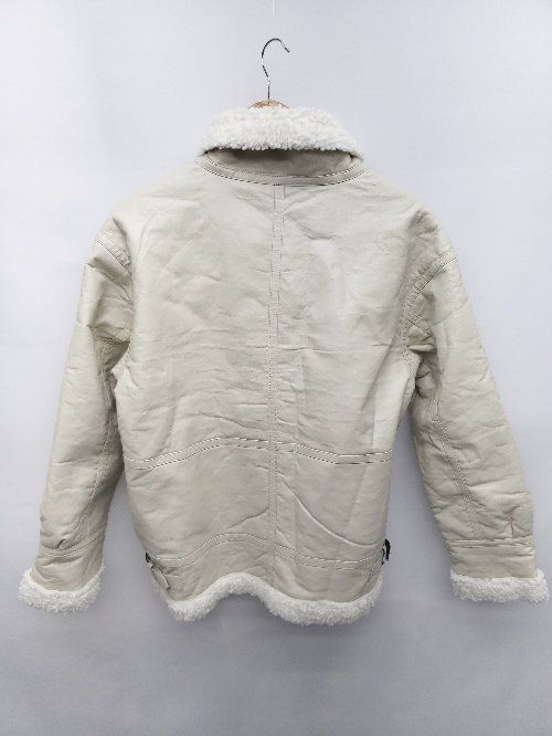 ◇ emi+ エミプラス フェイクレザー ボア ジップアップ 長袖 ジャケット サイズL ライトベージュ系 レディース P 【1402270005447】
