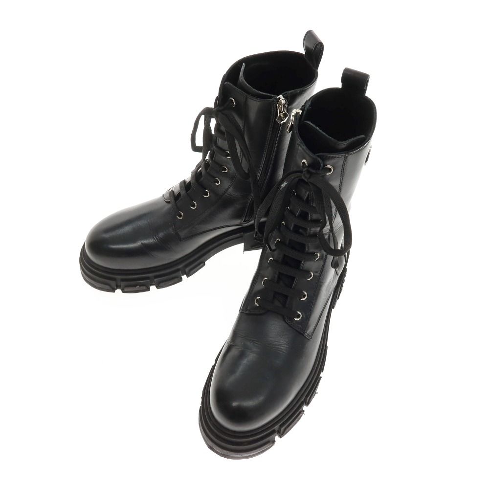 【中古】フィリッププレイン PHILIPP PLEIN レザー ブーツ ブラック【サイズ43】【メンズ】