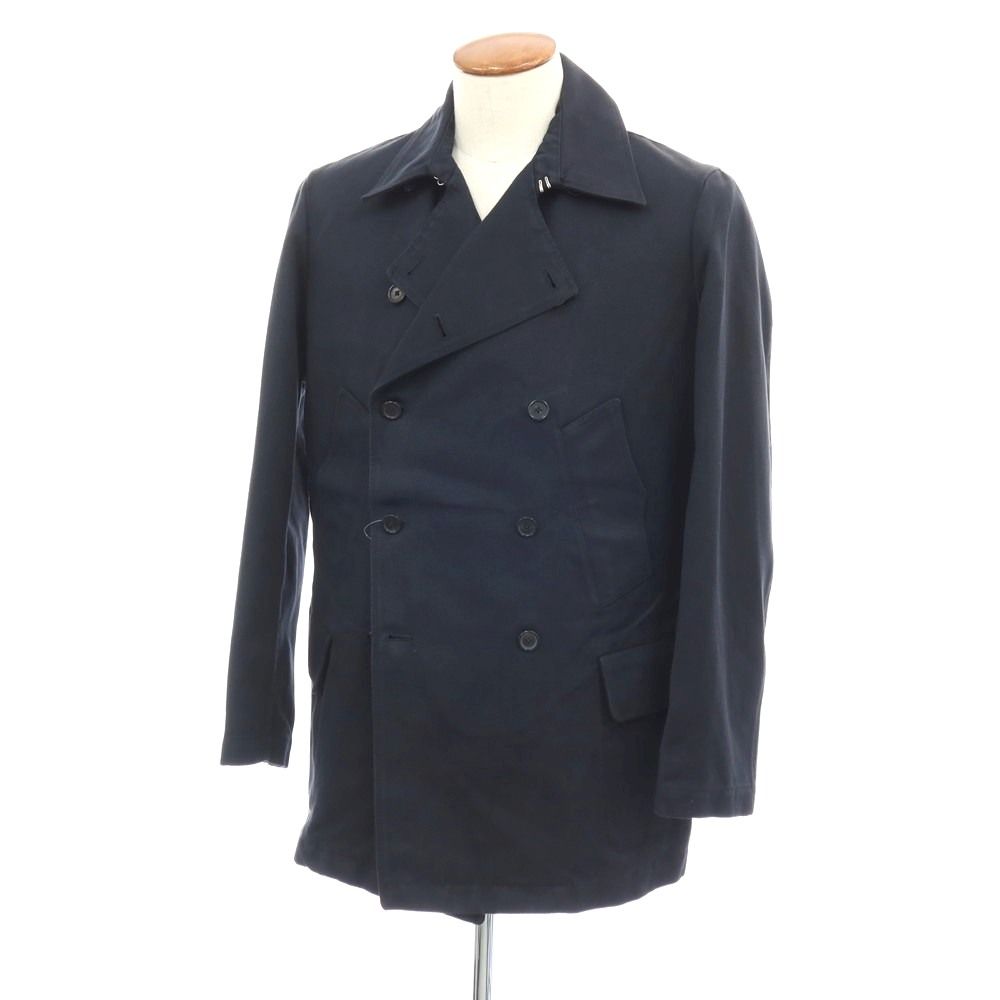 中古】ラム HLAM ツイル コットンリネン ピーコート ネイビー【サイズM 