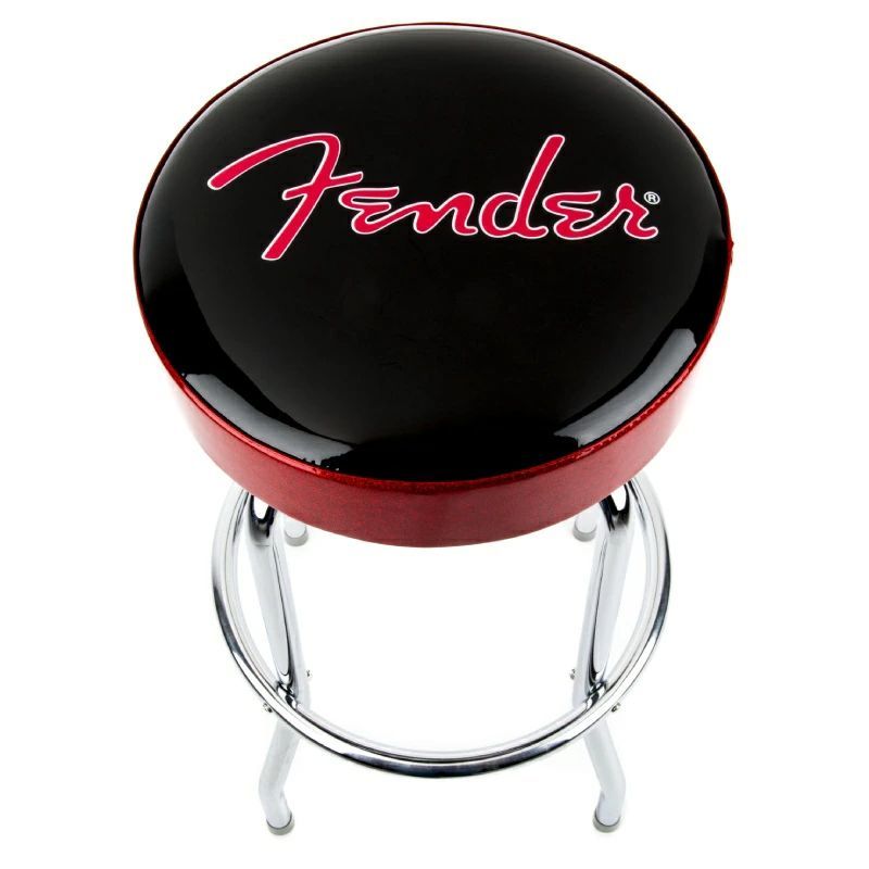 Fender Red Sparkle Logo Barstool, Black/Red Sparkle, 30