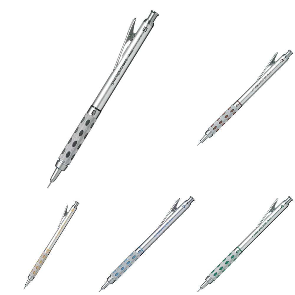 新品 【セット買い】ぺんてる シャープペン グラフギア1000 PG1013 0.3mm＆ PG1014 0.4mm＆PG1015 0.5mm＆ PG1017 0.7mm＆ PG1019 0.9mm