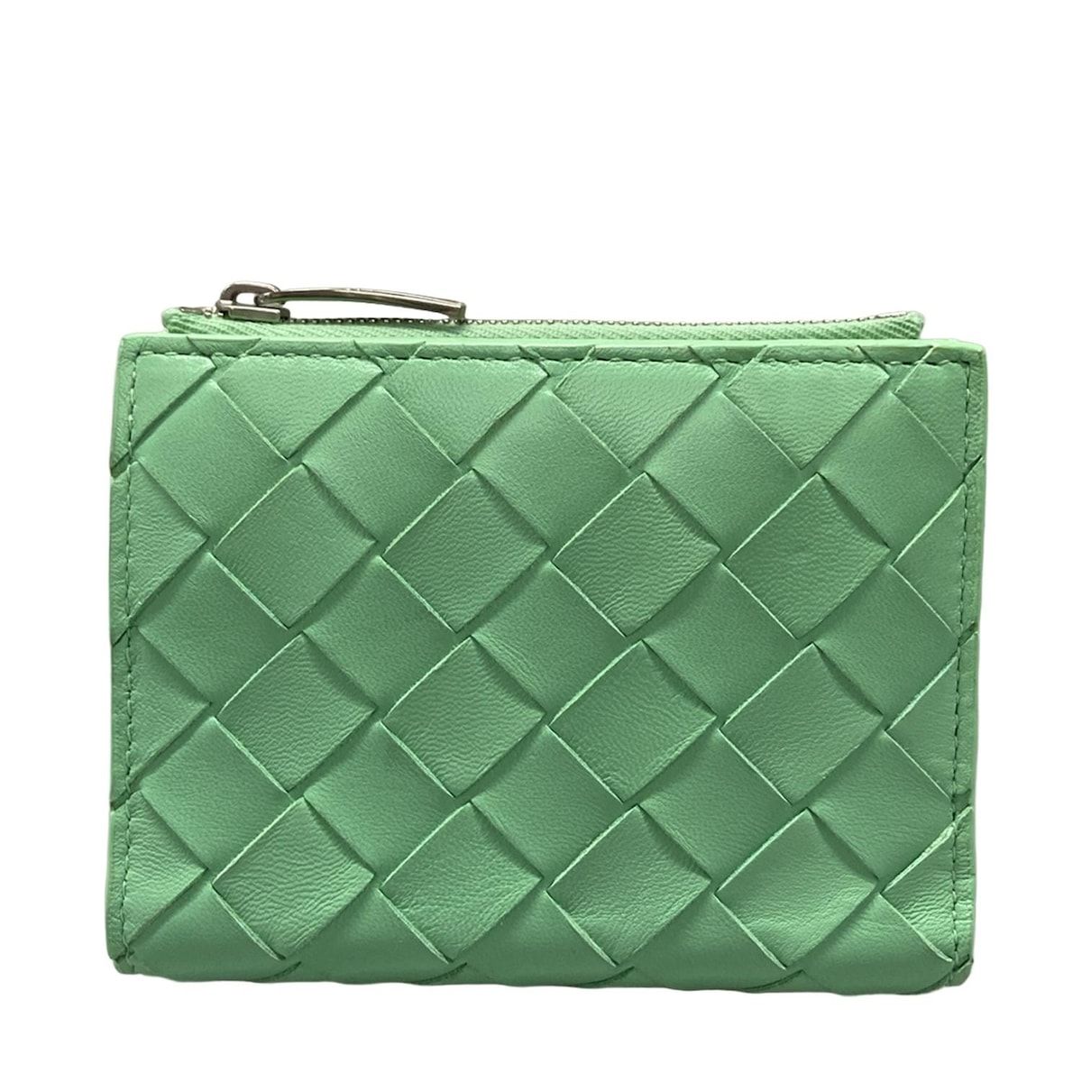BOTTEGA VENETA(ボッテガヴェネタ) 2つ折り財布 マキシイントレチャート ライトグリーン レザー