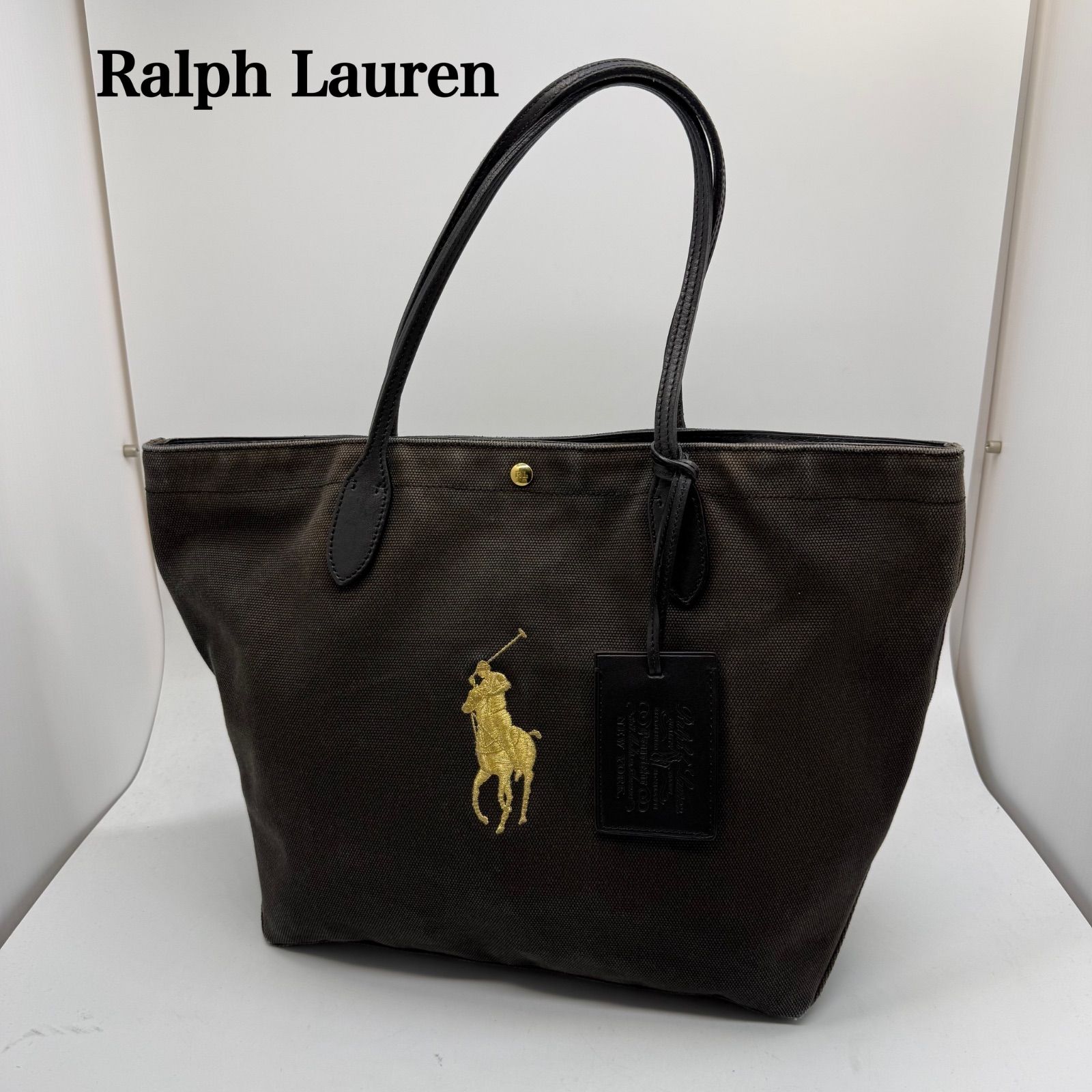 RALPH LAUREN NY canvas × leather tote bag ラルフローレン 