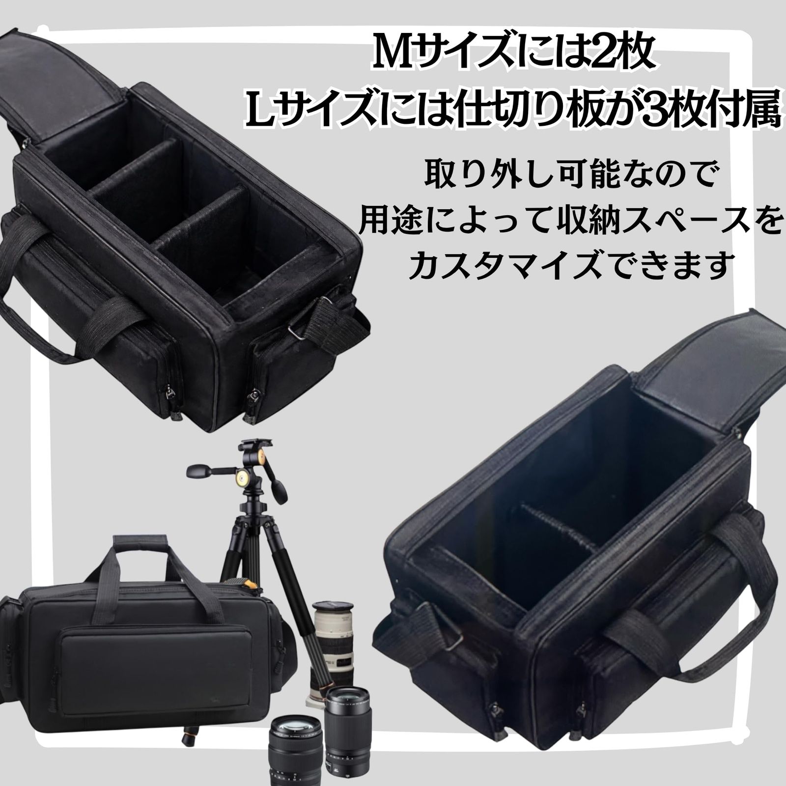 Lezalic カメラバッグ 一眼レフ カメラケース ショルダー 仕切り調整 レンズ収納可能 カメラリュック ビジネス NX 100/200 NX3 HM360 NX5R 互換性 (Ｍサイズ) [Ｍサイズ]