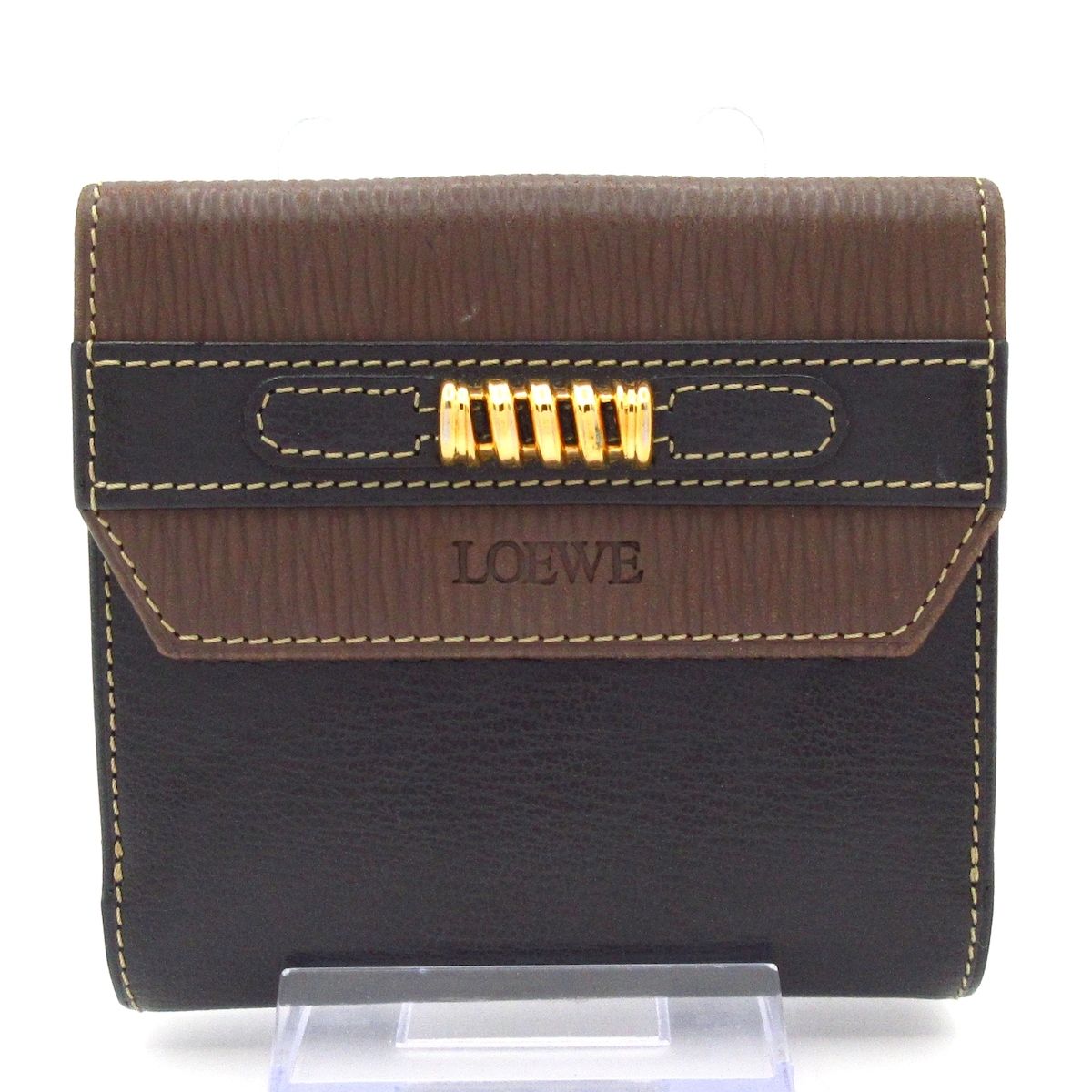 LOEWE(ロエベ) 2つ折り財布 ベラスケス 黒×ダークブラウン レザー