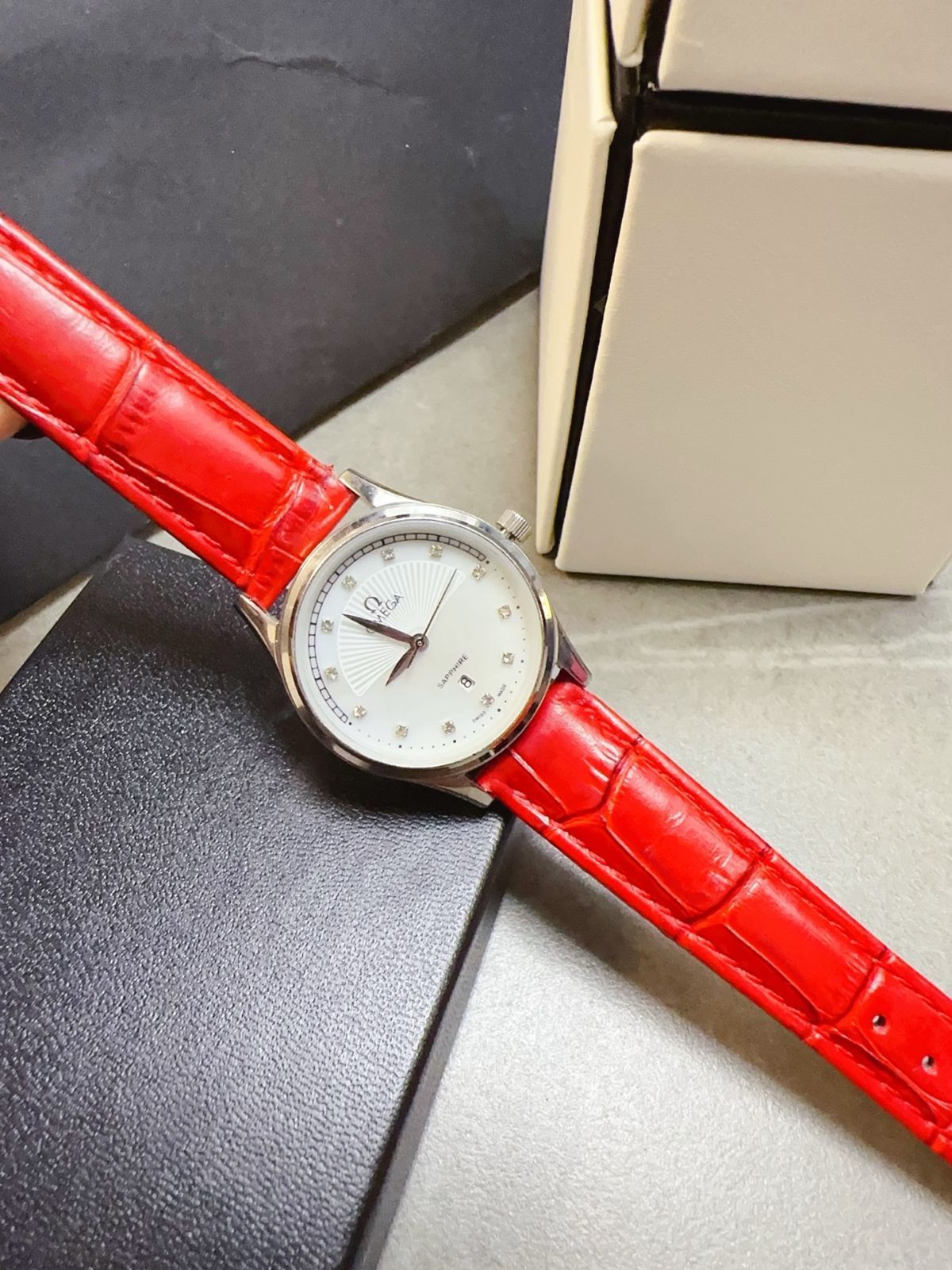 OMEGA オメガ レディース腕時計 32mm｜クオーツ×マルチカラーレザー｜本日限定特価新品未使用-WTO輸入5