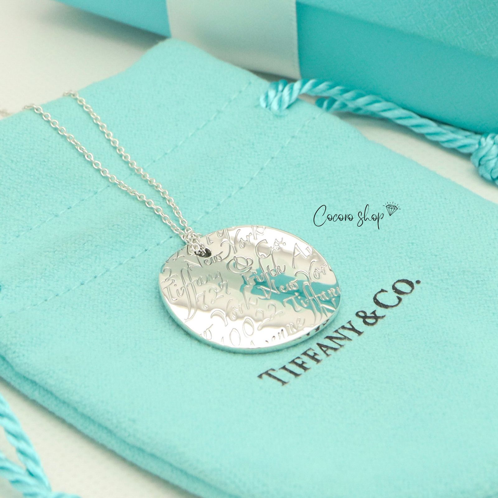美品】ティファニー TIFFANY&Co. ノーツ ラウンド プレート ネックレス