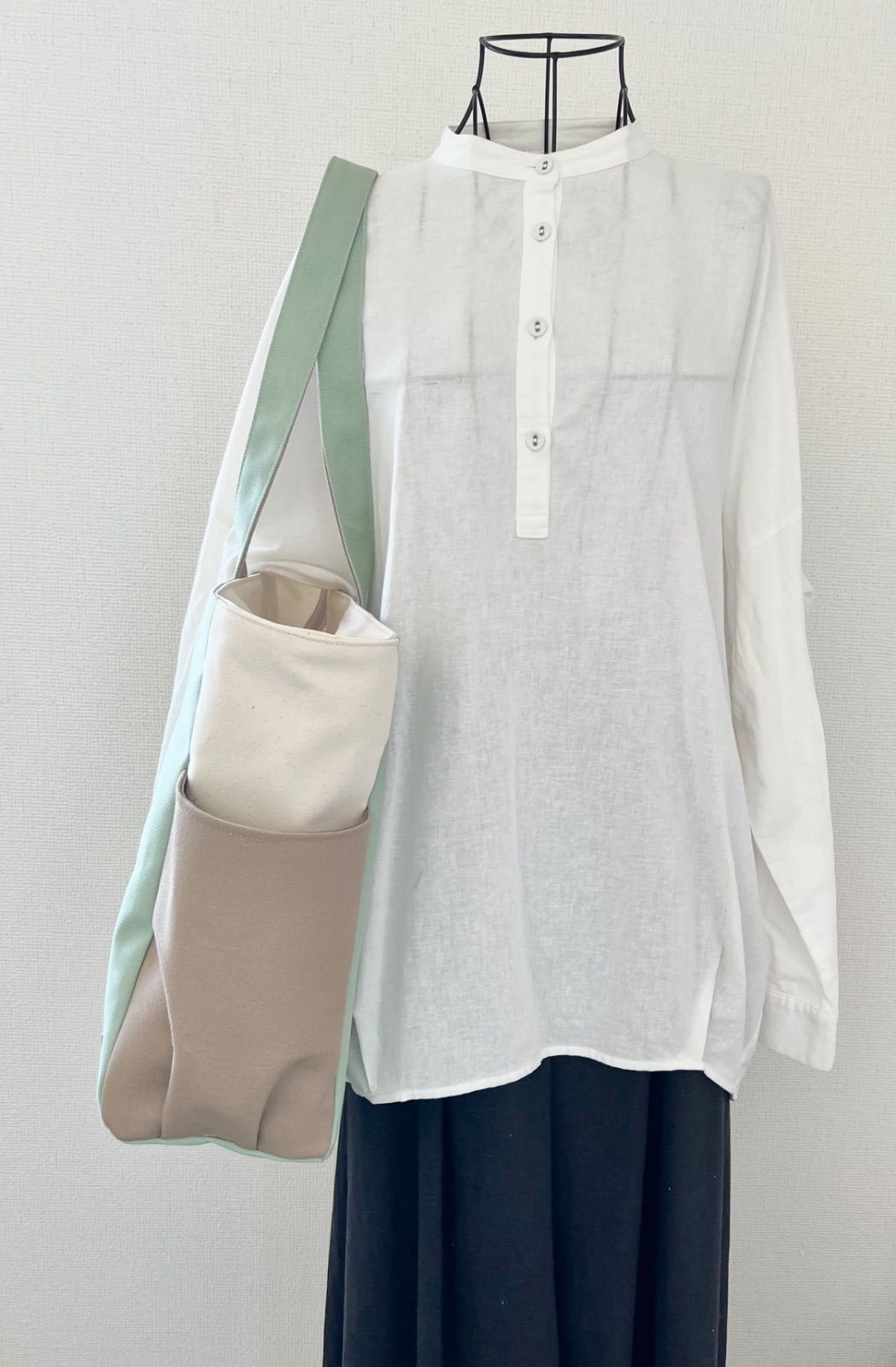 【XXLサイズ】スモーキーセラドン　〈底板付き〉A3サイズ収納　8号倉敷帆布