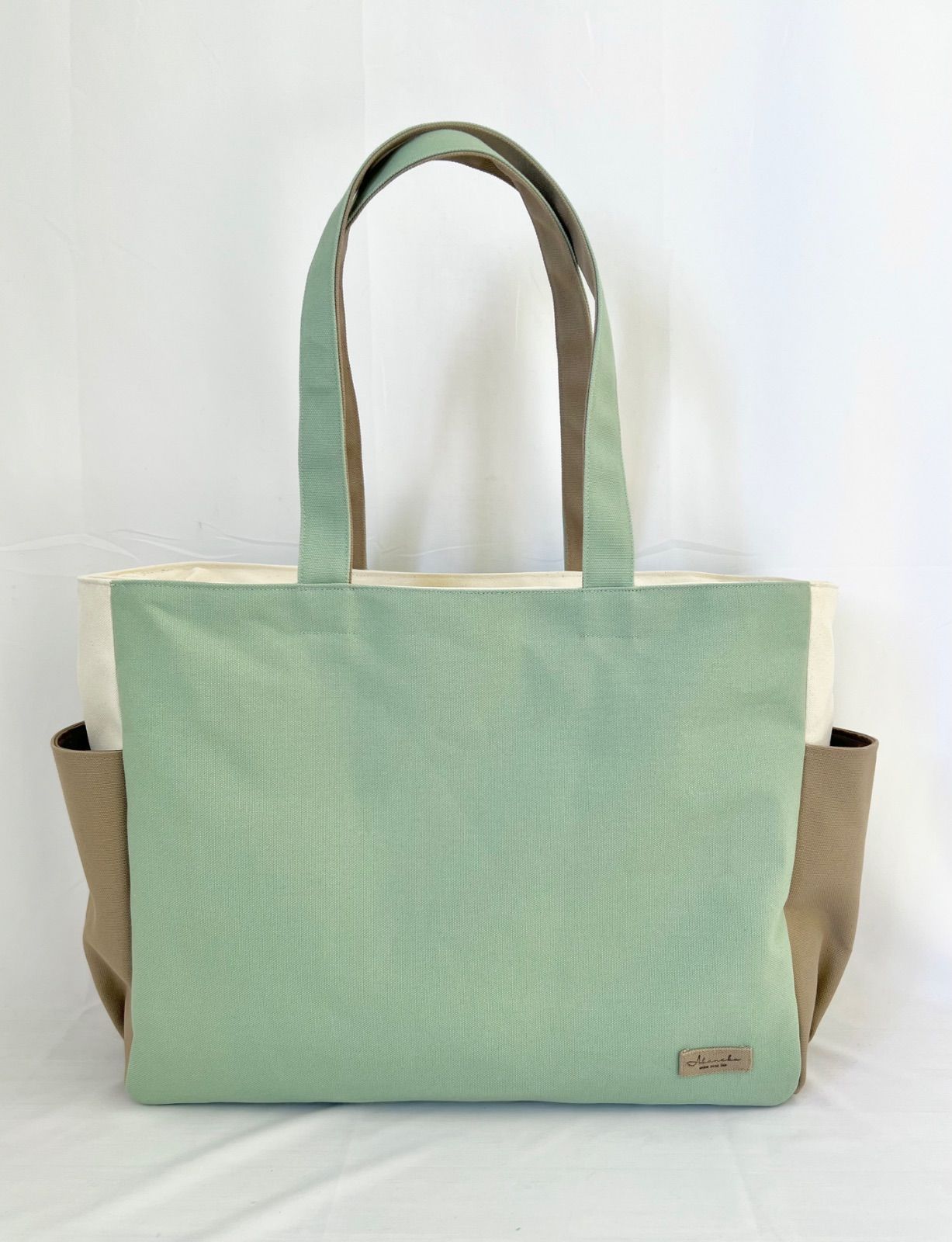 【XXLサイズ】スモーキーセラドン　〈底板付き〉A3サイズ収納　8号倉敷帆布